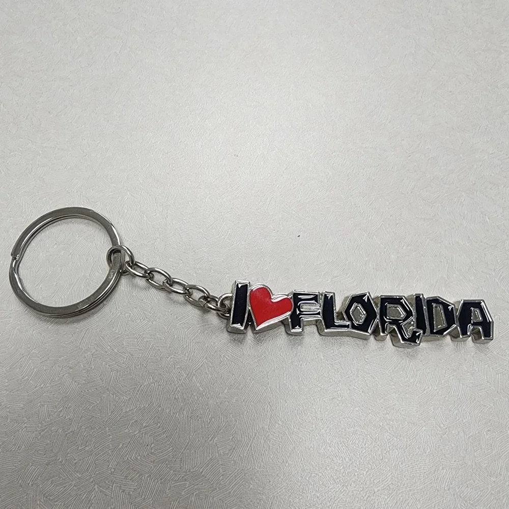I Heart Florida Keychain Souvenir Key Ring Travel Tourist Gift Metal Florida